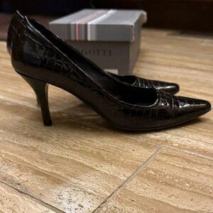 Vigotti Elegant Black Crocodile Heels Henia Size 9